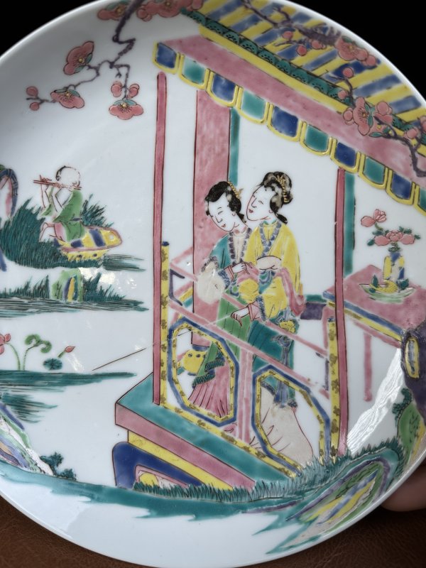 清雍正  粉彩仕女纹盘 - 图10
