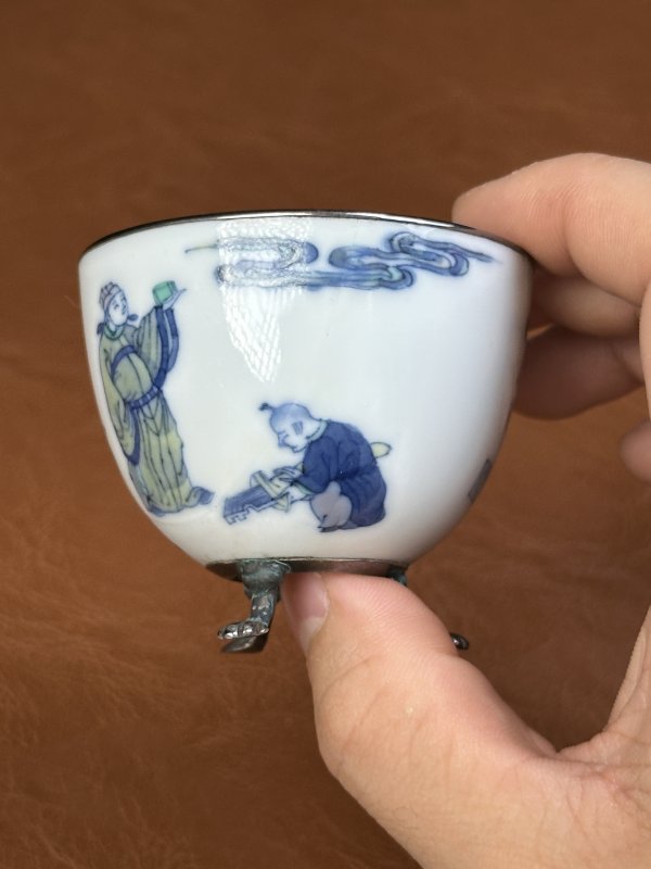 清康熙 斗彩太白醉酒诗文卧足杯 - 图4