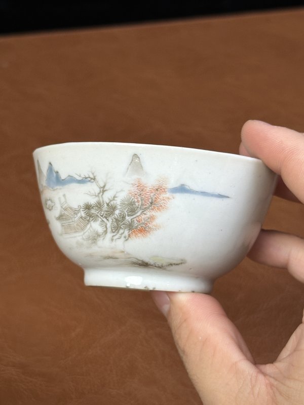 清雍正  墨彩山水杯 - 图6