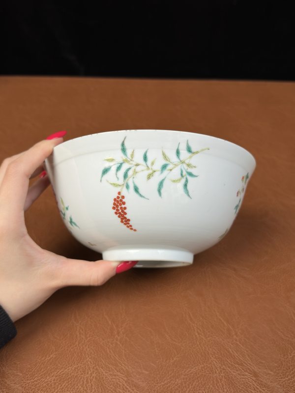 清光绪 内青花荷塘图外粉彩折枝花卉纹碗 - 图13