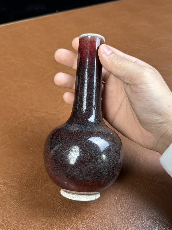 清康熙 郎窑红釉长颈瓶 - 图6