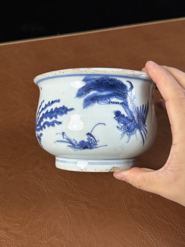 明崇祯 明 青花凤纹炉 - 图6