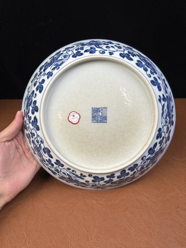 清乾隆 青花九桃纹盘 - 图9