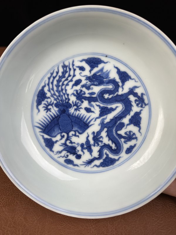 清康熙 青花龙凤纹盘 - 图8