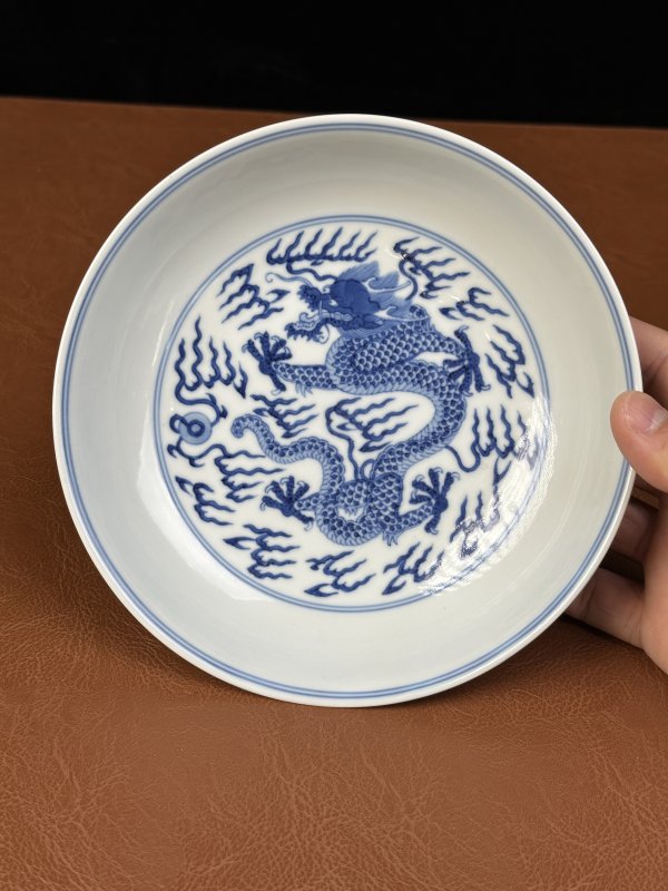 清乾隆 青花云龙纹盘 - 图5