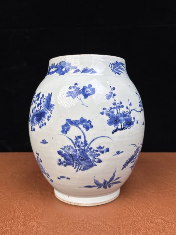 明崇祯 青花花卉纹莲子罐 - 图5