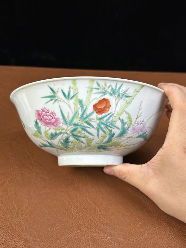 清晚期 粉彩花卉竹纹碗 - 图3