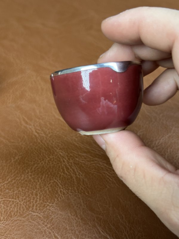 清乾隆 祭红釉卧足杯一对 - 图8