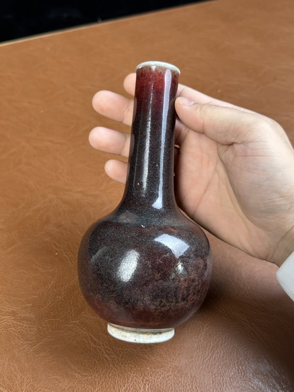 清康熙 郎窑红釉长颈瓶 - 图7