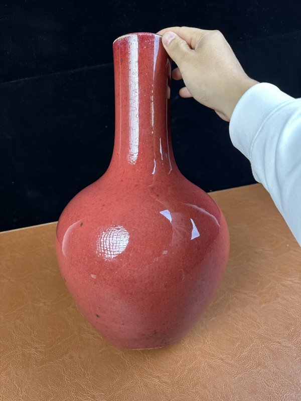 清中期 红釉天球瓶 - 图5