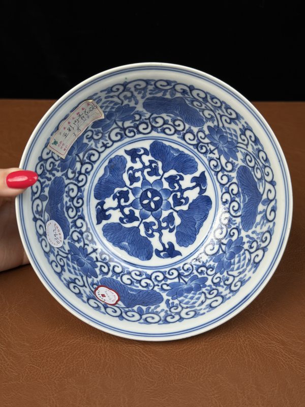 清光绪 内青花荷塘图外粉彩折枝花卉纹碗 - 图14