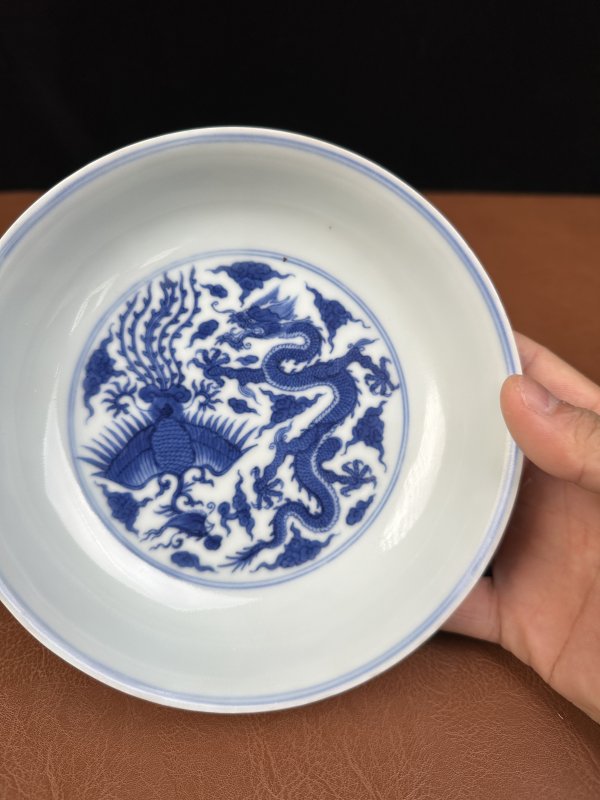 清康熙 青花龙凤纹盘 - 图9