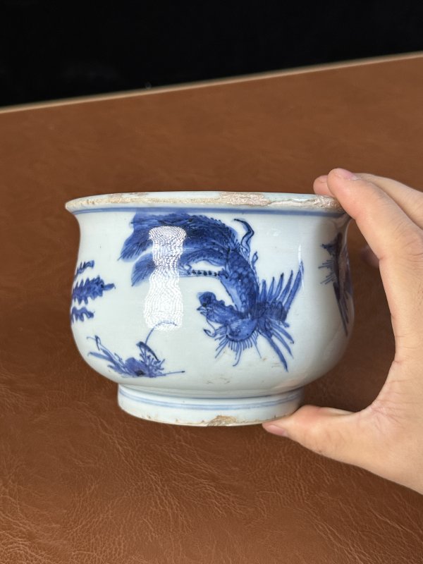 明崇祯 明 青花凤纹炉 - 图7