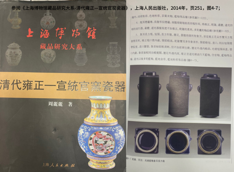 清光绪 霁蓝釉象耳琮式瓶 - 图6