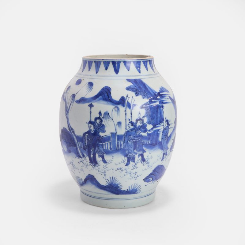 明崇祯 青花人物故事图罐 | A Chinese blue and white vase Chongzhen (1628-1644), of ovoid form - 图2