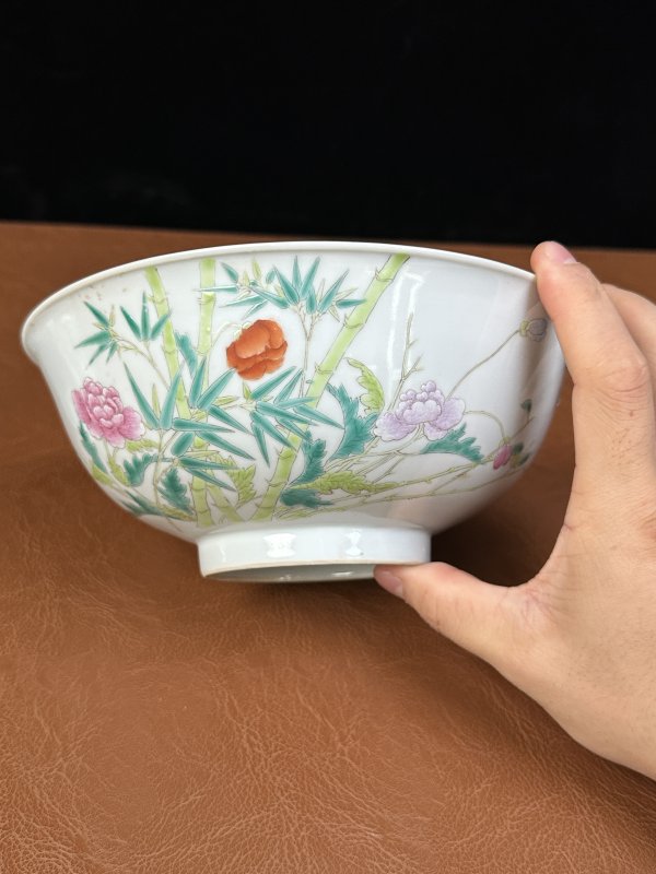 清晚期 粉彩花卉竹纹碗 - 图4