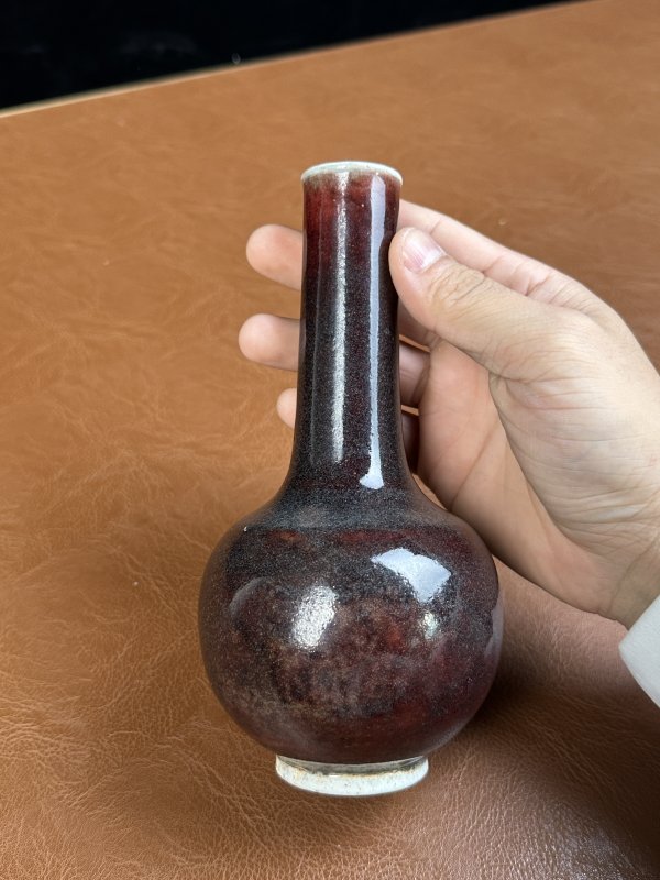 清康熙 郎窑红釉长颈瓶 - 图8