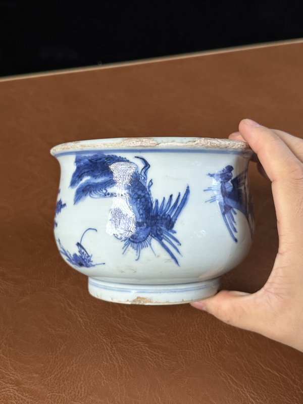 明崇祯 明 青花凤纹炉 - 图8