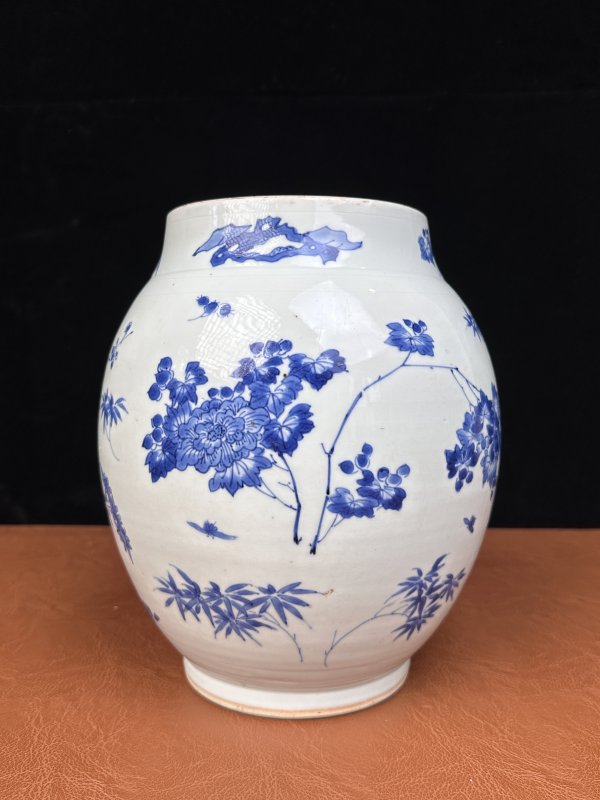 明崇祯 青花花卉纹莲子罐 - 图7