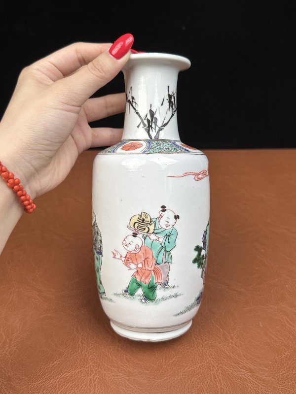 清康熙 五彩寿星图棒槌瓶 - 图5