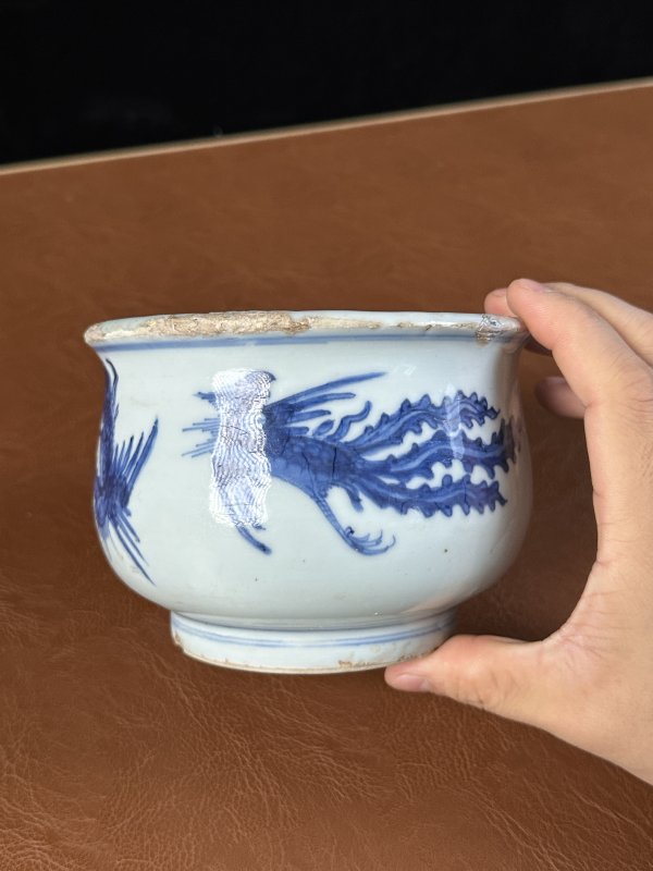 明崇祯 明 青花凤纹炉 - 图9