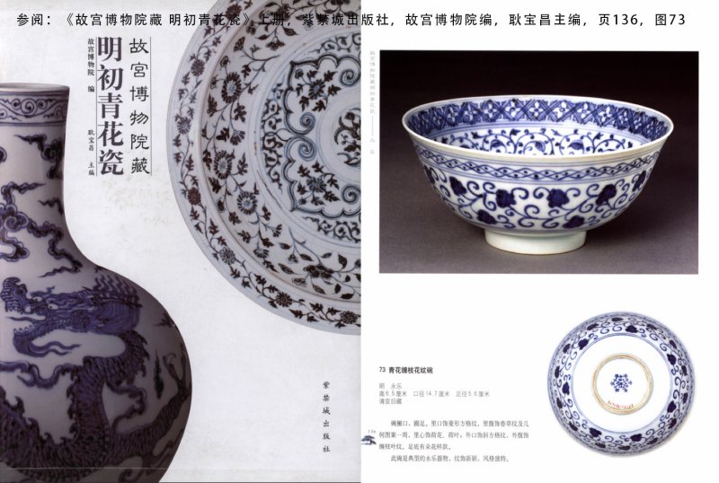 清道光 青花外苜蓿花内莲池纹碗 - 图6