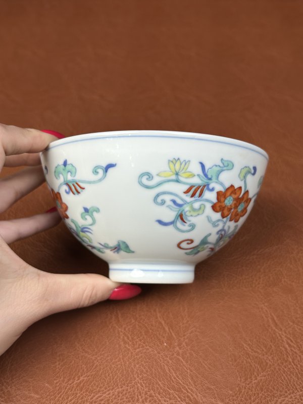 清道光 斗彩并蒂莲纹碗 - 图12