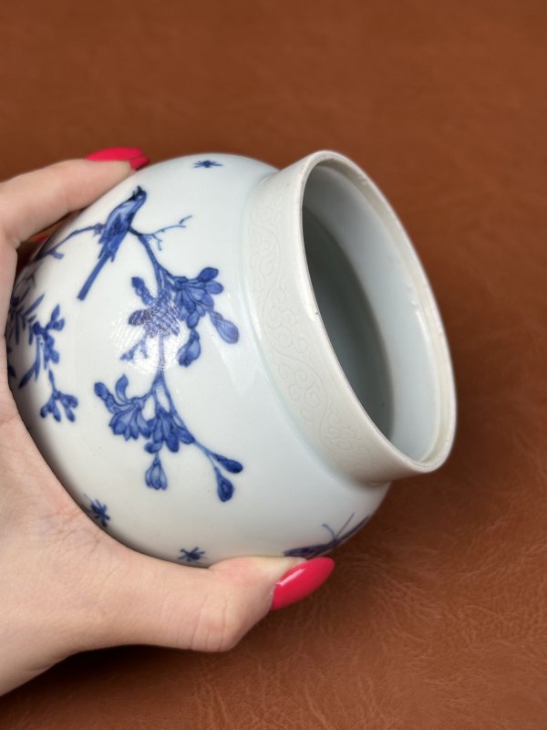 明崇祯  青花英英玉立飞黄腾达图莲子罐 - 图10