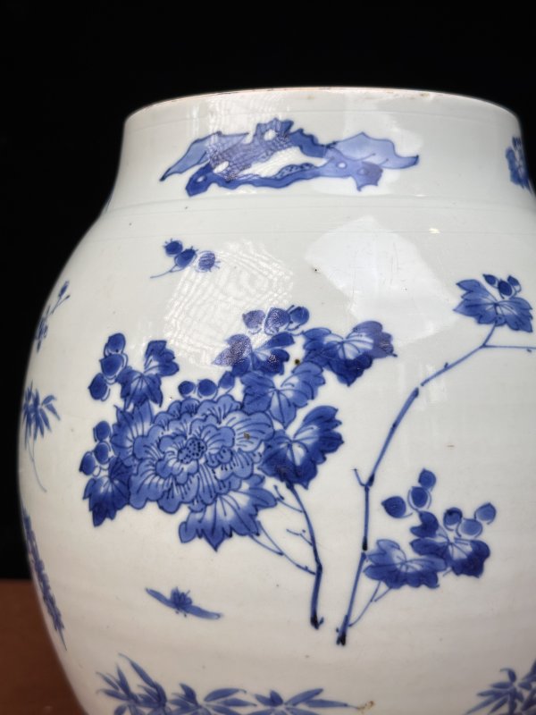 明崇祯 青花花卉纹莲子罐 - 图8