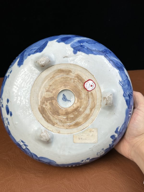 清康熙 青花人物八仙钵式香炉 - 图12