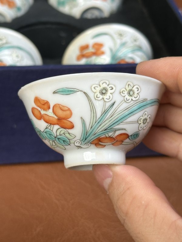 清晚期 粉彩花卉纹杯一套 - 图11