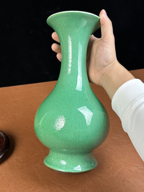 清康熙 郎窑绿琵琶尊 - 图4