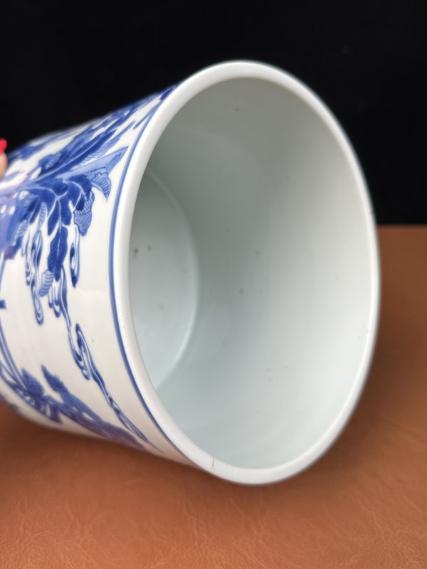 清康熙 青花桐叶封弟图笔筒 - 图17