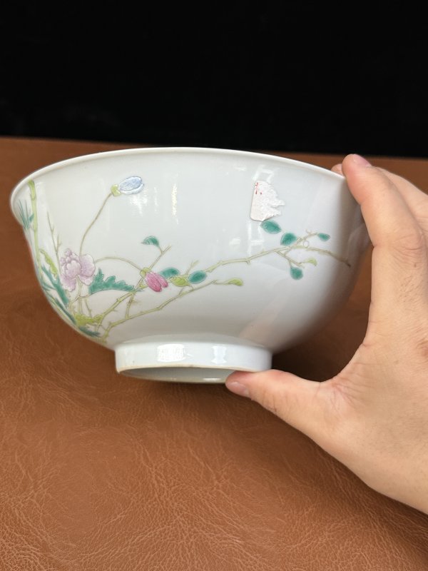 清晚期 粉彩花卉竹纹碗 - 图6