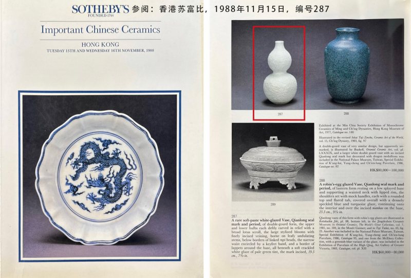 清乾隆  仿定白釉凸花缠枝莲纹葫芦瓶 - 图4