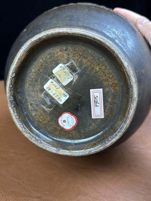 清中期 茶叶末釉露胎夔龙纹胆瓶 - 图12