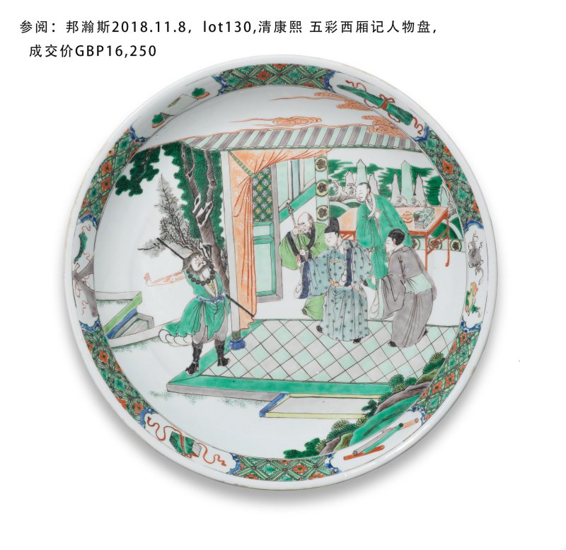 清 五彩西厢记人物故事图大盘 - 图2