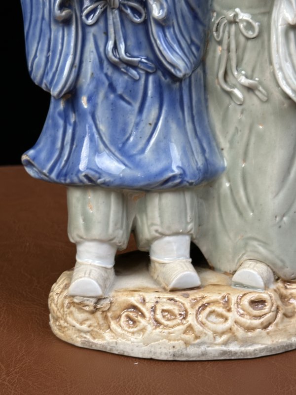 清早期 青花青釉和合二仙瓷塑 - 图10