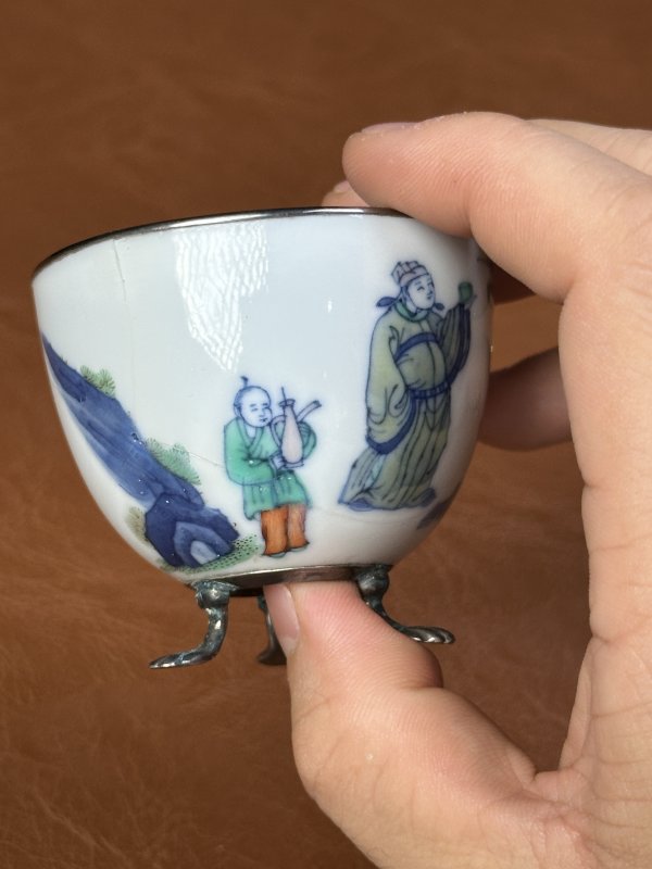 清康熙 斗彩太白醉酒诗文卧足杯 - 图9