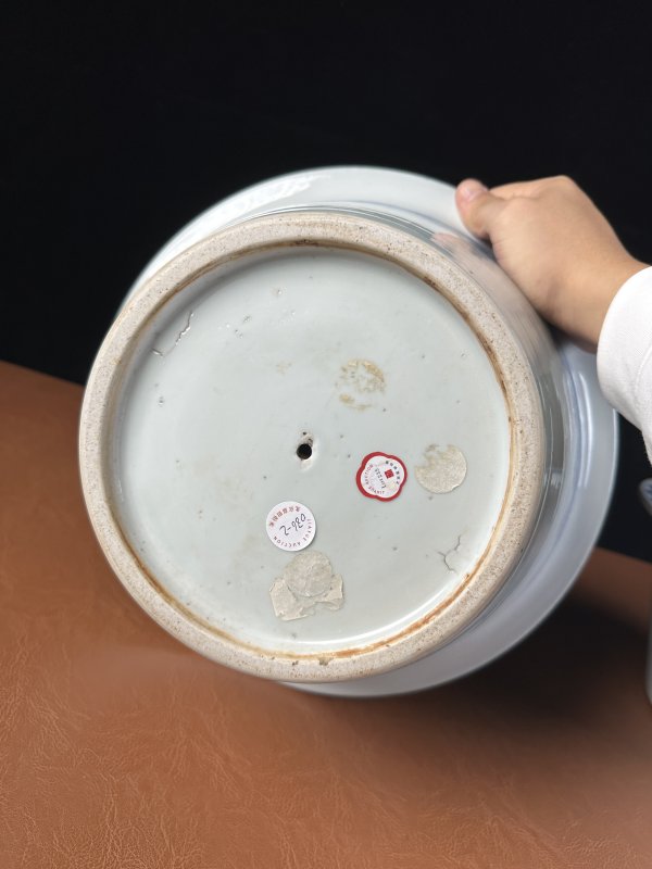 清康熙 青花夔纹花盆一对 - 图9