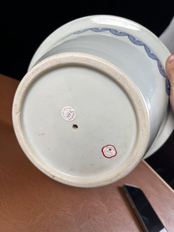 清康熙 青花夔纹花盆一对 - 图12