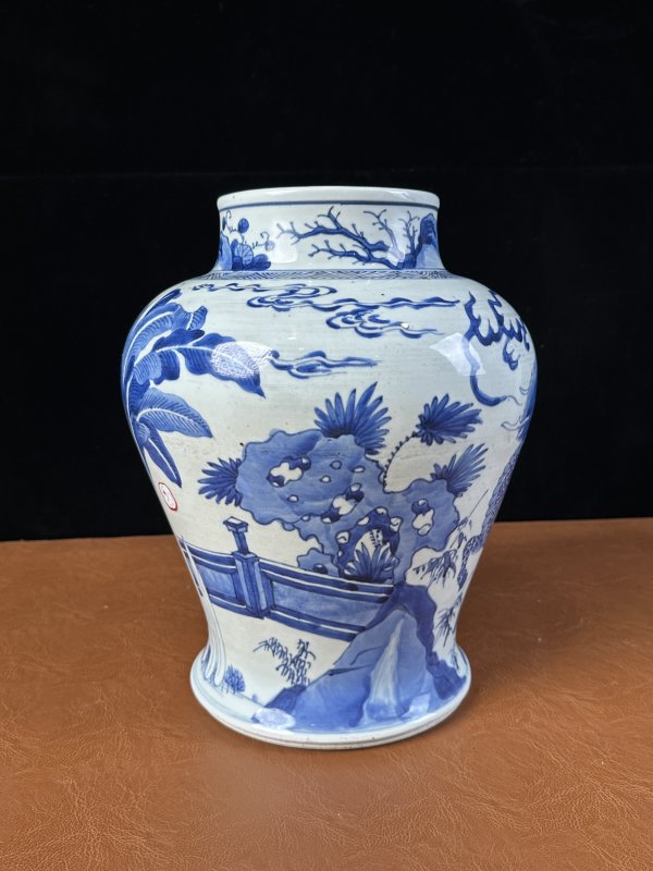 清康熙 青花麒麟纹将军罐 - 图5