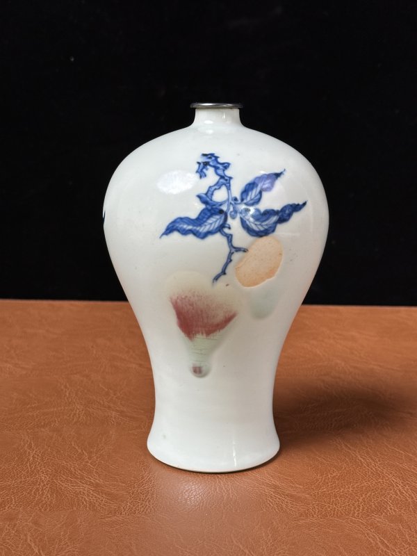 清康熙 青花釉里红三多梅瓶 - 图5