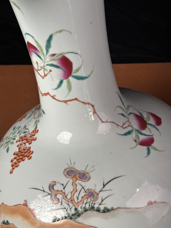 清光绪 粉彩灵山祝寿纹天球瓶 - 图10