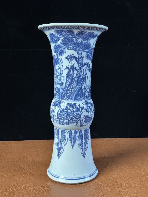 清早期 青花花鸟纹花觚 - 图2