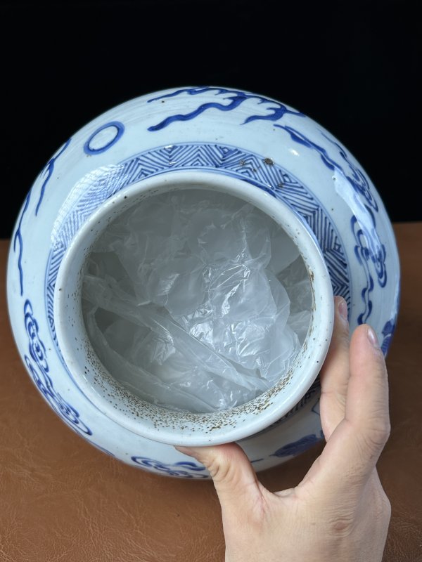 清康熙 青花麒麟纹将军罐 - 图8