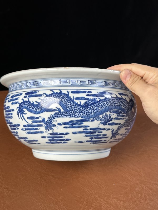 清乾隆 青花双龙诗文香炉 - 图7