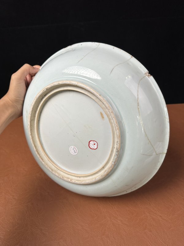 清康熙 青花釉里红鱼藻纹大盘 - 图11