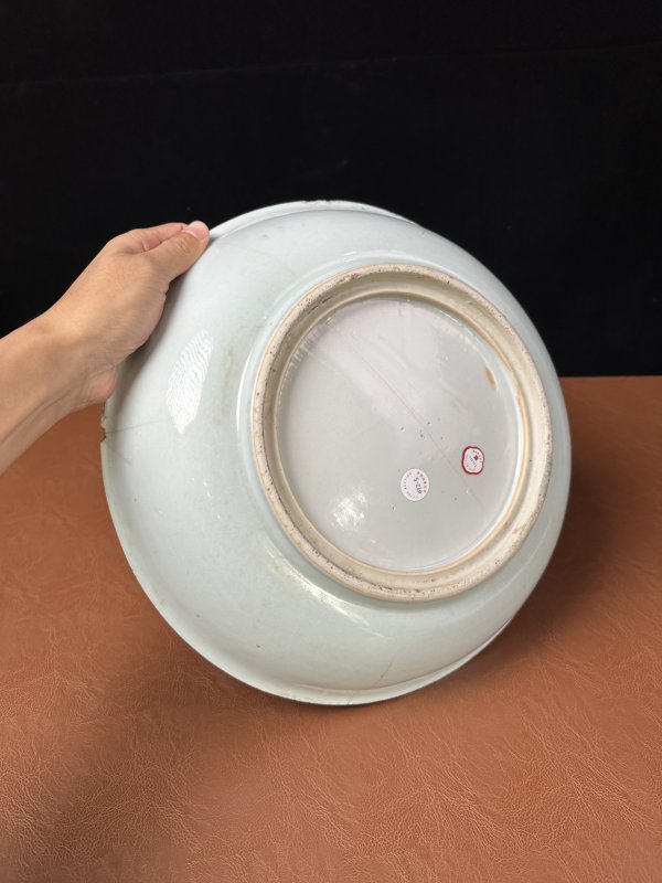 清康熙 青花釉里红鱼藻纹大盘 - 图12