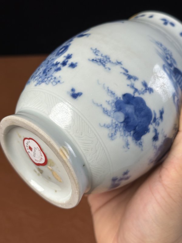 明崇祯 青花人物纹莲子罐 - 图14